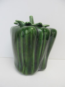 lot 53 image: Vintage Mid Century Ceramic Green Pepper Cookie Jar