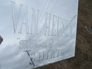lot 58 image: Old Vintage 1920s VAN HEUSEN Clothing Shirts Advertising Mirror