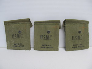 lot 64 image: 3 Original WW2 US MARINES Ammo Pouches