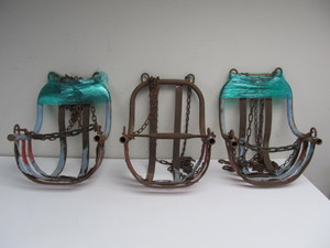 lot 21 image: 3 Old Vintage Metal Amusement Park Ride Swings From Excelsior Park in Excelsior, MN