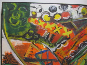lot 213 image: Signed Contemporary Abstract Oil on Canvas Painting