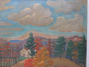 lot 215 image: Old Vintage 1920s-30s Oil on Canvas Landscape 