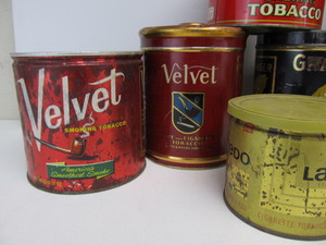 lot 233 image: Lot of Vintage Cigar & Tobacco Advertising Tins