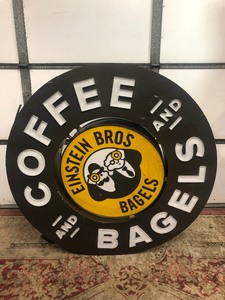 lot 224 image: LARGE Double-Sided CARIBOU COFFEE Metal Store Sign