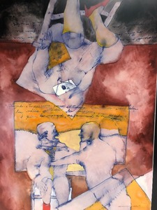 lot 214 image: Framed Interesting Signed Dated Original Abstract Artwork