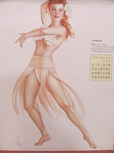 lot 240 image: VARGA Verses by Phil Stack 1944 March Pin Up Girl Calender Print