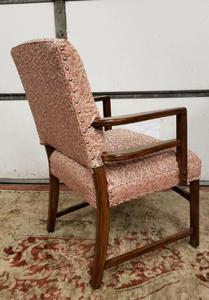 lot 252 image: Early Mid Century Modern Pink Upholstery Arm Chair