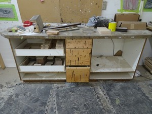 lot 85 image: Misc. hardwood and 2 cabinets