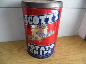 lot 24 image: Scotts Chips Tin Can