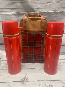 Vintage 1970s Thermos 2410 with Plaid Bag