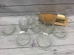 Antique Hand Carved Server & Cup Saucer Set