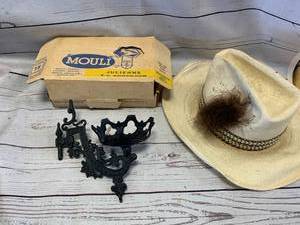 Cast Iron Sconce, Julienne Shredder, Vintage Cowboy Hat