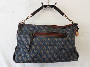 lot 7 image: Dooney & Bourke Signature Handbag Blue With Leather Trim