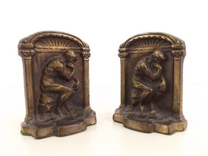 Antique Solid Brass Thinker Bookends