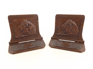 Antique Judd Co. #9734 Bronze Lion Bookends