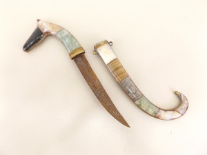 Antique Agate Gemstone Knife and Sheath