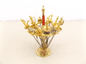 Collection of Small Toledo Swords in Brass Holder