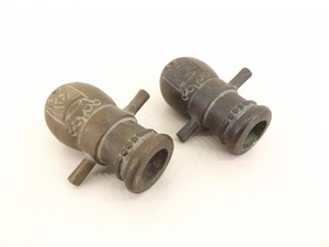 2 Antique SOLID Brass Spanish Signal Cannons