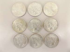 9 Loose 1922-P Peace Silver Dollars