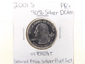 90% Silver High Grade 2001-S Vermont US Mint State Quarter Proof