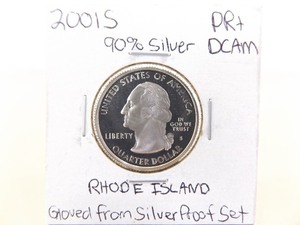 90% Silver High Grade 2001-S Rhode Island US Mint State Quarter Proof