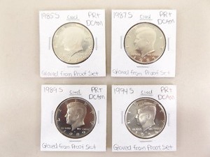 4 High Grade 1985-S, 1987-S, 1989-S, 1994-S Kennedy Half Dollar Proofs