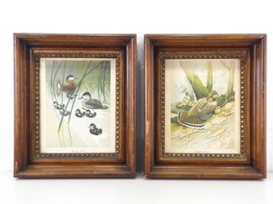 2 Antique Wood Framed Duck Prints