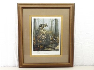 Beverly Scalze Pencil Signed and Numbered Three in a Tree II Chipmunk Print