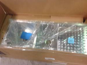 lot 63 image: Crosstown Undermount Stainless Steel 47 in. Double Bowl Kitchen Sink with Drain Board