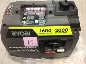 lot 10 image: Ryobi 2,000-Watt Gray Gasoline Powered Digital Inverter Generator in good conditions