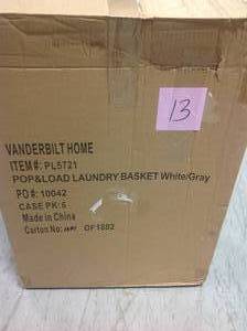 lot 13 image: Case of 6 Pop & Load White and Gray Collapsible Plastic and Rubber Laundry Basket new
