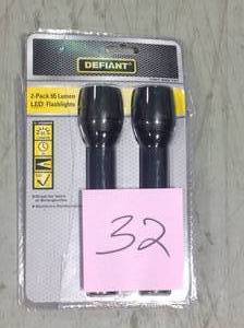 lot 32 image: Defiant 80 Lumens 2 AA LED Flashlights (2-Pack)