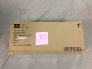 lot 70 image: Commercial Electric 4.2 Amp 2-Outlet 2-USB Wall Tap Power Station, White  6PK new 