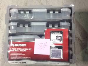 lot 84 image: Husky 38-Compartment Rack with 6 Small Parts Organizer not used
