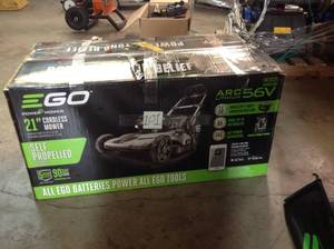 lot 101 image: EGO  21 in. 56V Lithium-Ion Cordless Electric Walk Behind Self Propelled Mower, 5 Ah Battery and Charger Included in good conditions