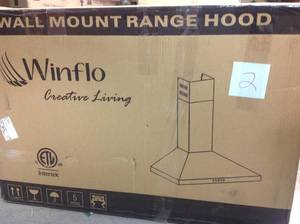 lot 2 image: Winflo 30 in. Convertible Wall Mount Range Hood in Stainless Steel with Mesh Filters and Push Button Control not used