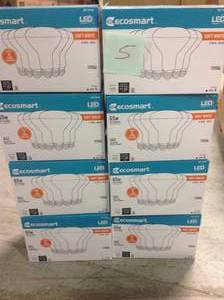 lot 5 image: Set of 8 - New - EcoSmart 65W Soft White BR30 Dimmable LED Light Bulb 6-Pack 