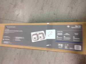lot 60 image: Glacier Bay Drop-In Stainless Steel 33 in. 4-Hole Double Bowl Kitchen Sink not used