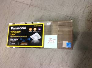 lot 75 image: Panasonic WhisperThin Pick-A-Flow 80 or 100 CFM Exhaust Fan with LED Light Low Profile Ceiling or Wall and 4 in. Oval Duct Adapter open box not used