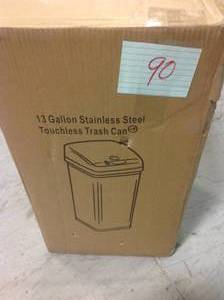 lot 90 image: iTouchless 13 Gal. Stainless Steel Motion Sensing Touchless Trash Can with Deodorizing Carbon Filter Technology not used
