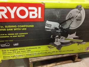 lot 104 image: RYOBI 12 in. Sliding Miter Saw with LED in good conditions