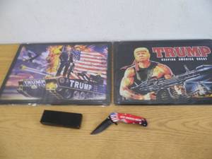 Lot of 2 Trump Metal Signs - Knife