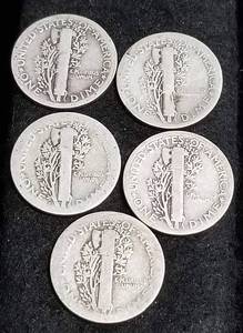 5 MERCURY DIMES 1920 1920-S 1923 1924 1929