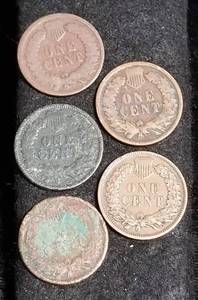 5 INDIAN HEAD CENTS 1880 1894 1897 1906 1908