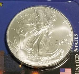 2000 AMERICAN SILVER EAGLE 1 TROY OZ. .999 FINE SILVER SEALED