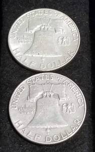 2 FRANKLIN HALF DOLLARS 1961-D 1963-D