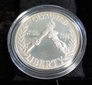 1988 US OLYMPIC SILVER DOLLAR IN ORIGINAL PACKAGING