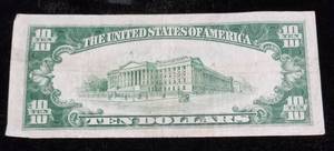 1934-A US $10 FEDERAL RESERVE NOTE KANSAS CITY