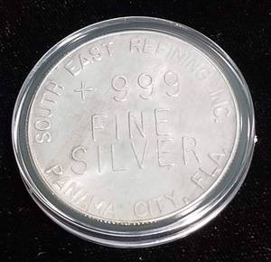 1 TROY OZ. .999 FINE SILVER PANAMA FL SOUTH EAST REFINING IN AIRTITE