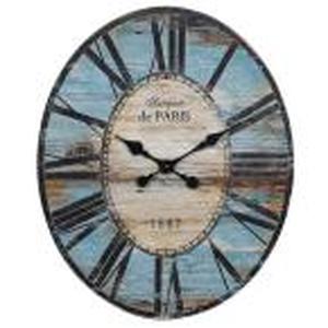 lot 50 image: Turquoise Oval Wood Wall Clock by 3...